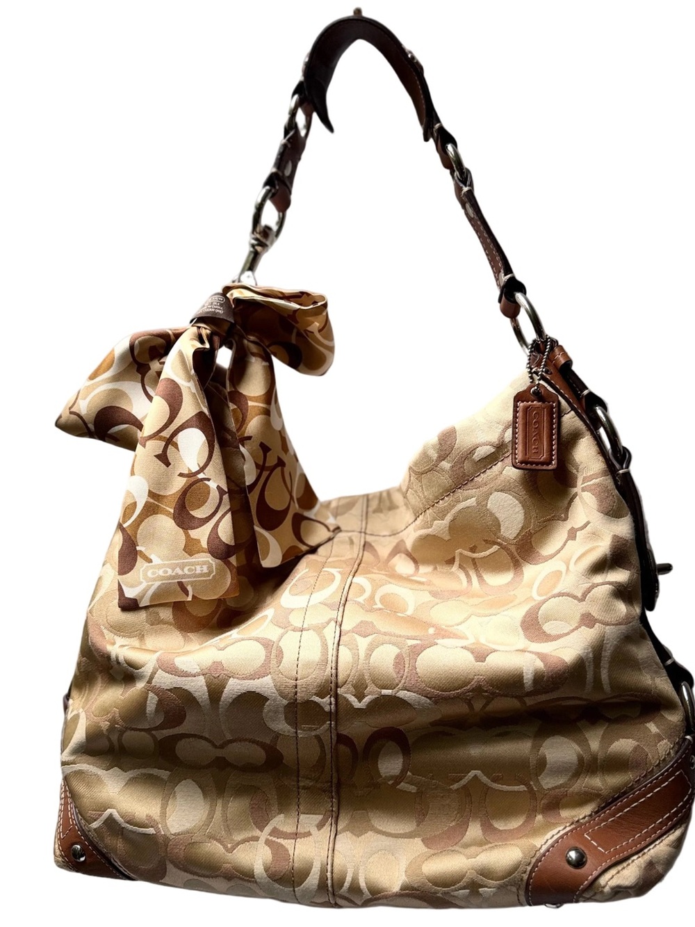 Coach Optic Large Carly in Silver hardware F13981 + Silk Scarf